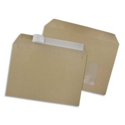 Image de GPV Boîte de 250 enveloppes kraft brun auto-adhésives 90g format C4 avec fenêtre 50x100mm