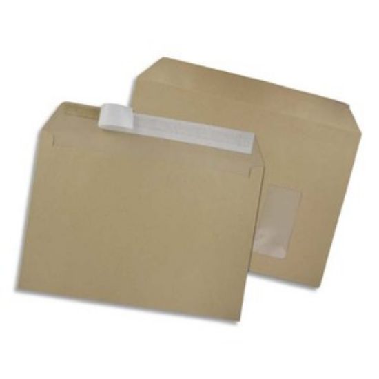 Image de GPV Boîte de 250 enveloppes kraft brun auto-adhésives 90g format C4 avec fenêtre 50x100mm