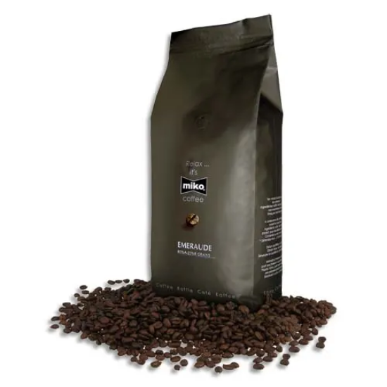 Image de MIKO CAFE Paquet de 1kg de café en grain Emeraude 80% d'Arabica et 20% de Robusta
