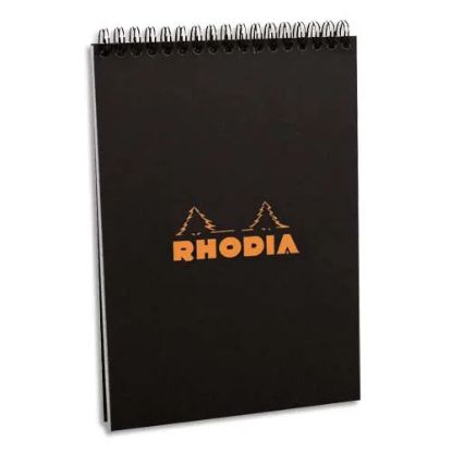 Image de RHODIA Bloc reliure intégrale en-tête couverture Noire n°16 format 14.8x21cm réglure 5x5