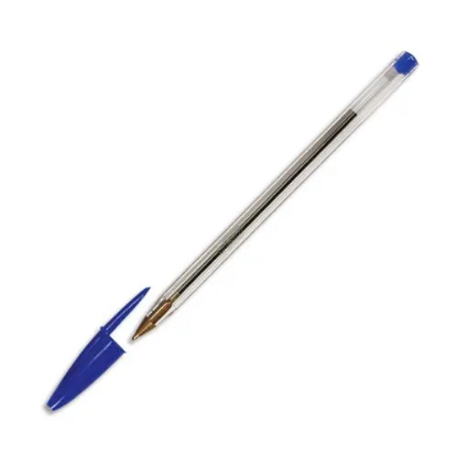 Image de BIC - Stylo à bille pointe moyenne encre Bleue corps plastique transparent à capuchon CRISTAL
