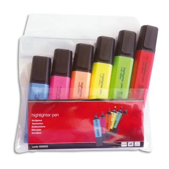 Image de Pochette de 6 surligneurs pointe biseautée coloris assortis