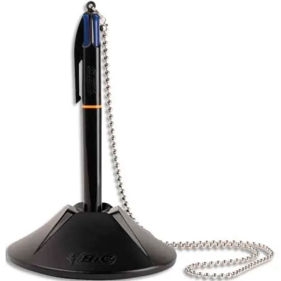 Image de BIC - Stylo bille 4 couleurs sur socle coloris Noir, encre Bleu