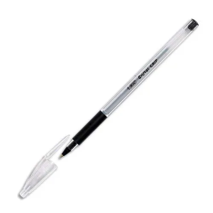 Image de BIC - Stylo à bille pointe moyenne encre Noire avec grip à la couleur de l'encre CRISTAL GRIP