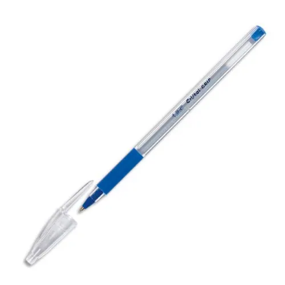 Image de BIC Stylo à bille pointe moyenne encre Bleue avec grip à la couleur de l'encre CRISTAL GRIP