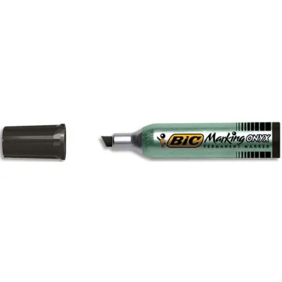 Image de BIC - Marqueur permanent pointe biseau corps métal encre Noire indélébile ONYX MARKER STANDARD 1481