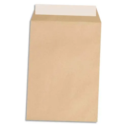 Image de PERGAMY - Boîte de 250 pochettes kraft Brun 90g C4 229x324 mm fenêtre 50x100 mm auto-adhésives