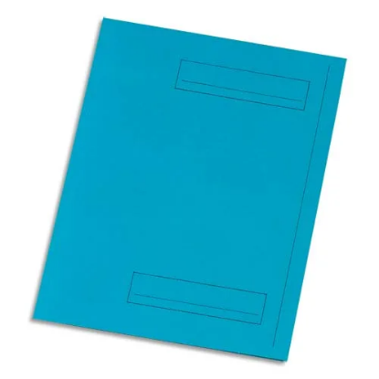 Image de Paquet de 50 sous-dossiers imprimés en kraft 160gr à 2 rabats. Format 24x32cm. Coloris Bleu