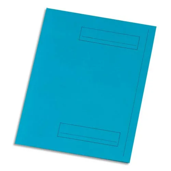 Image de Paquet de 50 sous-dossiers imprimés en kraft 160gr à 2 rabats. Format 24x32cm. Coloris Bleu
