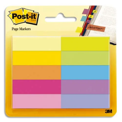 Image de POST-IT - Marque-pages POST-IT® papier (10x50) couleurs néons assortis