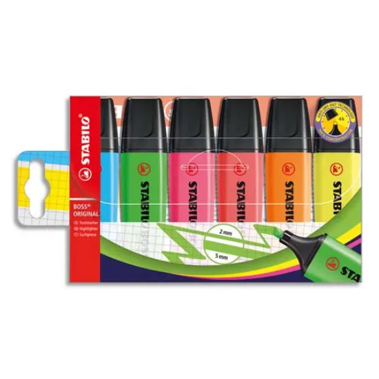 Image de STABILO - Pochette de 6 surligneurs pointe biseautée assortis BOSS