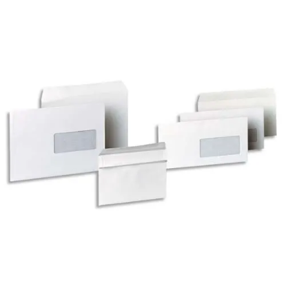 Image de PERGAMY - Boîte de 500 enveloppes Blanches 80g C5 162x229 mm fenêtre 45x100 mm autocollantes