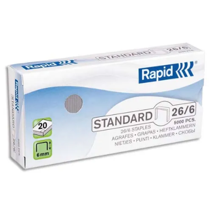Image de RAPID - Boîte de 1000 agrafes Nº26/6 galvanisées Strong p/agrafeuse avec technologie FlatClinch