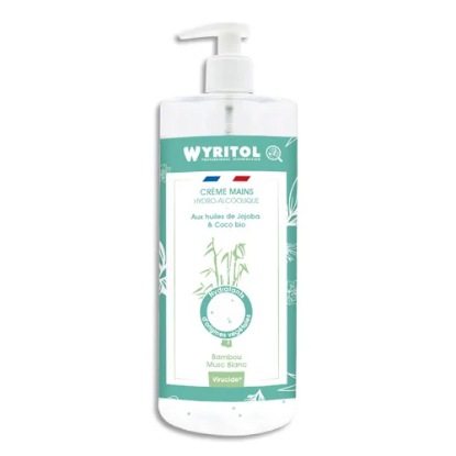 Image de WYRITOL - Crème Hydro-alcoolique et hydratante 500ml pour la désinfection des mains. Parfum Monoï Jasmin
