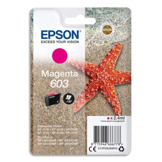 Image de EPSON - Cartouche Jet d'Encre Magenta ''Etoile de Mer'' 603 - C13T03U34010
