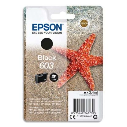Image de EPSON - Cartouche Jet d'Encre Black ''Etoile de Mer'' 603 - C13T03U14010