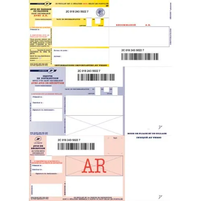 Image de TECHMAY LOGETIQ - Boîte de 1000 imprimés recommandés avec AR A4 IB1. Laser et Jet d'encre