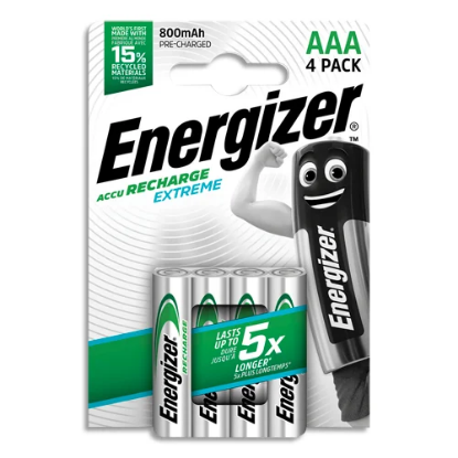 Image de ENERGIZER - Pile Extreme Rechargeable AAA LR03 800 mAh, pack de 4 piles