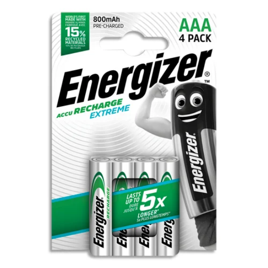 Image de ENERGIZER - Pile Extreme Rechargeable AAA LR03 800 mAh, pack de 4 piles
