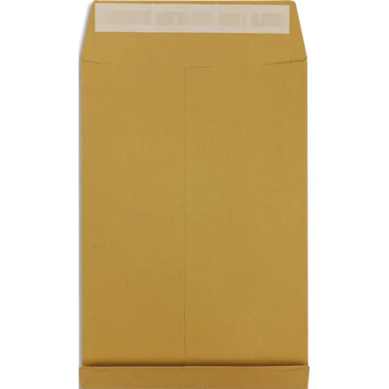 Image de Paquet de 25 pochettes kraft brun recyclé 120 g, 3 soufflets de 3 cm, C4 : 229x324mm. Autoadhésive