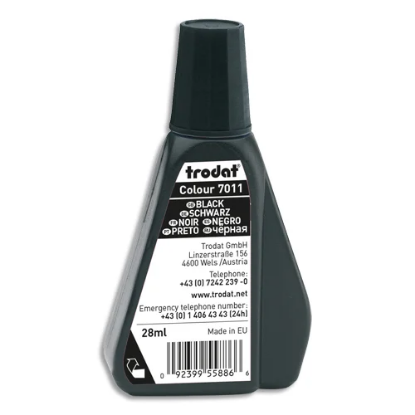Image de TRODAT - Encre à tampon sans huile pour recharger tampons encreurs. Flacon de 28ml Noir