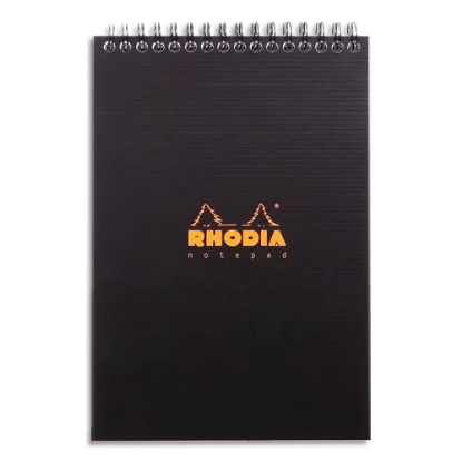 Image de RHODIA - Bloc Notepad spirale en tête en polypropylène 160 pages format 14,8x21cm.Coloris noir