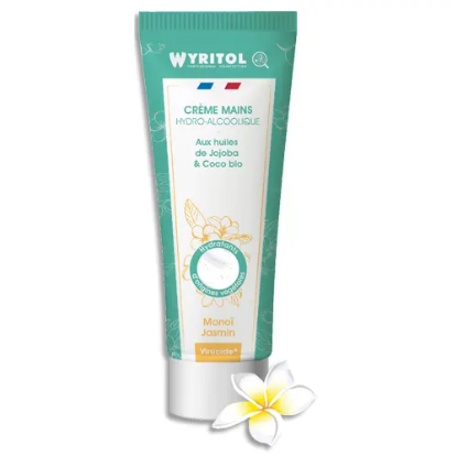 Image de WYRITOL - Crème hydro-alcoolique 75 ml désinfectante et hydratante, parfum Monoï Jasmin