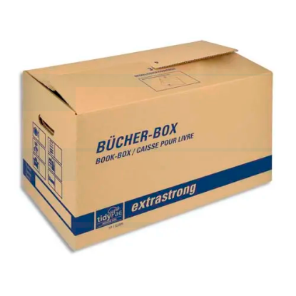 Image de TIDYPAC - Boîte transport spéciale livre, capacité 30Kg - Dimensions : L57,5 x H29,5 x P33,5 cm brun
