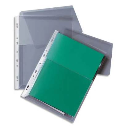 Image de PERGAMY - Sachet de 10 pochettes-plan en PVC 20/100e incolore, perforation 11 trous