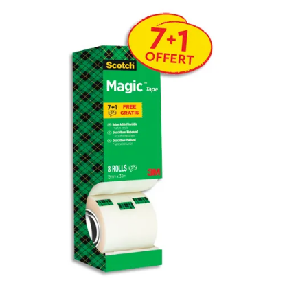 Image de SCOTCH - Tour de 8 rouleaux Scotch Magic 810 dont 1 gratuit 19 mm x 33 m