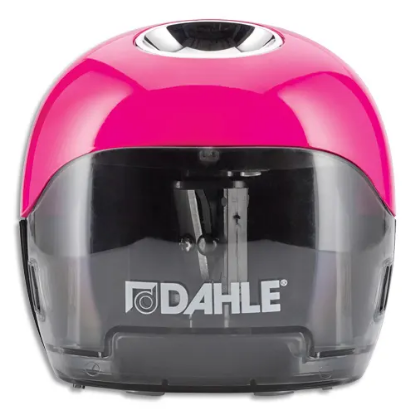 Image de DAHLE - Machine électrique à tailler 250. Taille les crayons jusqu'à 8mm. Fonctionne avec piles. Rose
