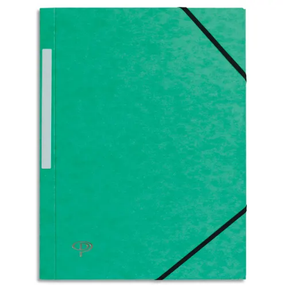 Image de PERGAMY - Chemise 3 rabats monobloc à élastique en carte lustrée 5/10e, 390g. Coloris Vert.